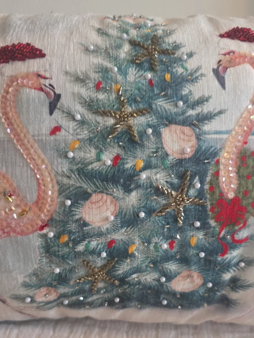 Holiday Flamingo Decorative Pillow - Pink & Teal
